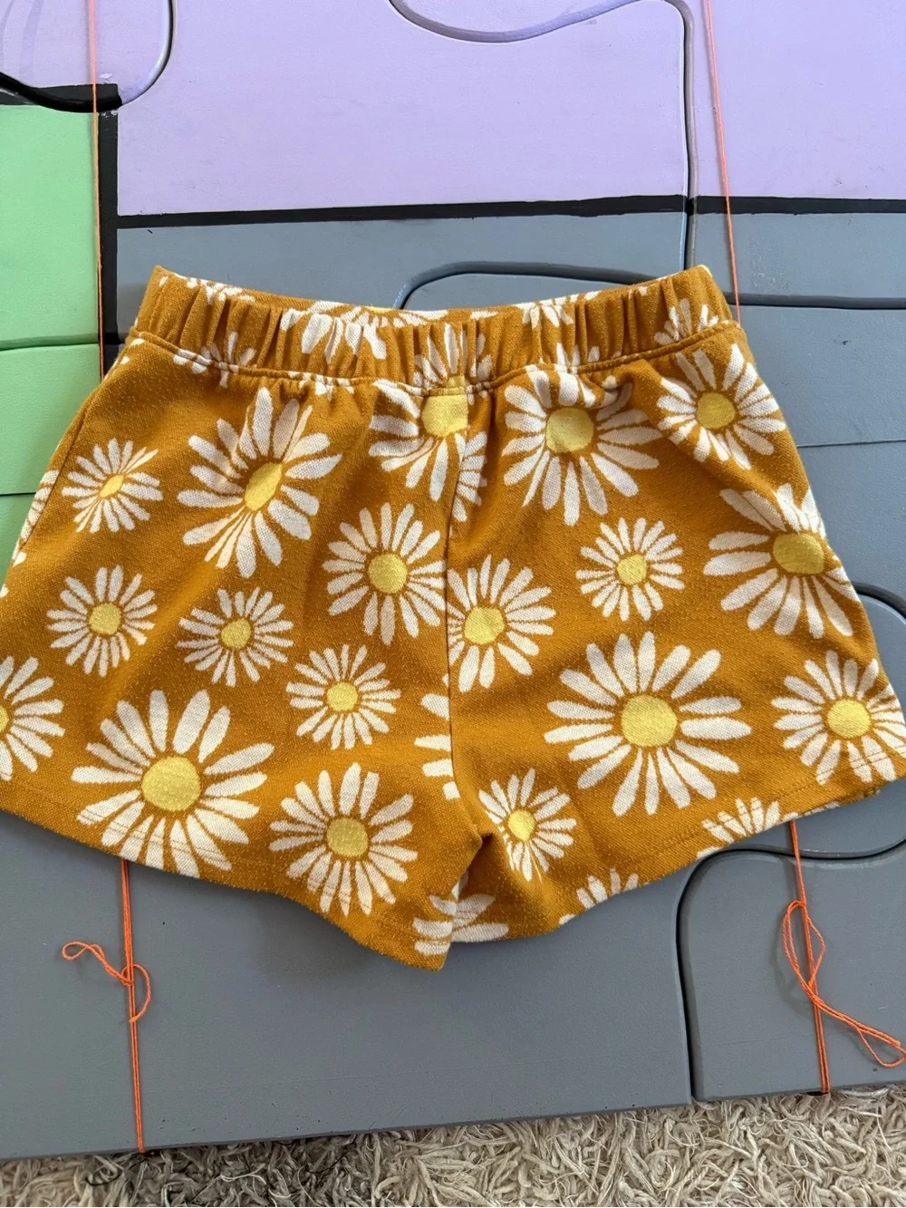 Daisy Print Mustard Short Skort
